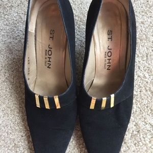 Vintage St John Black Gold heels 7.5B